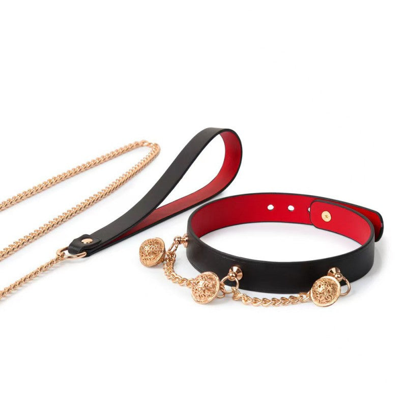 Vintage Bell Black Leather Choker Collar and Leash Set for Dogs Pet Emo Gothic Cospaly Gifts