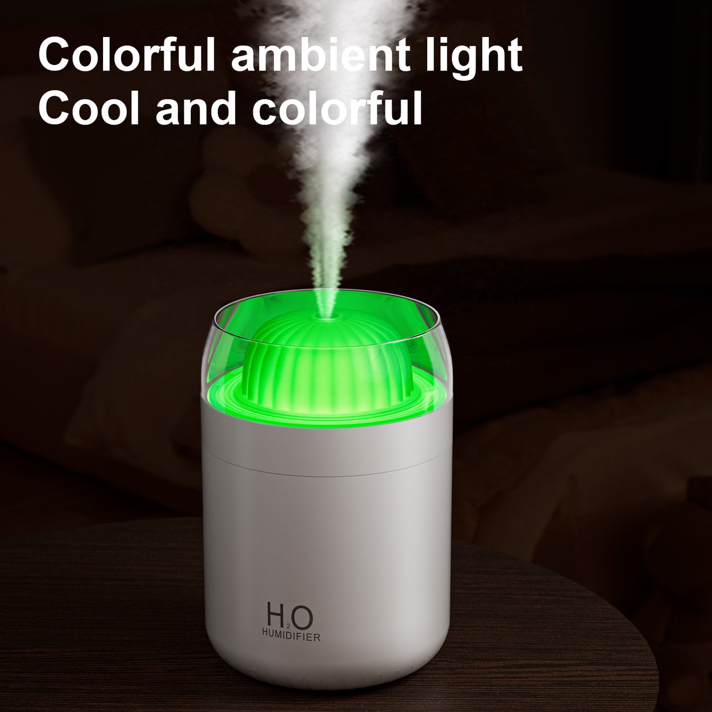 Portable Mini Humidifier, Colorful, Cool Mist, USB Powered. Perfect for Bedroom, Office & Car (500ml, White/Pink)