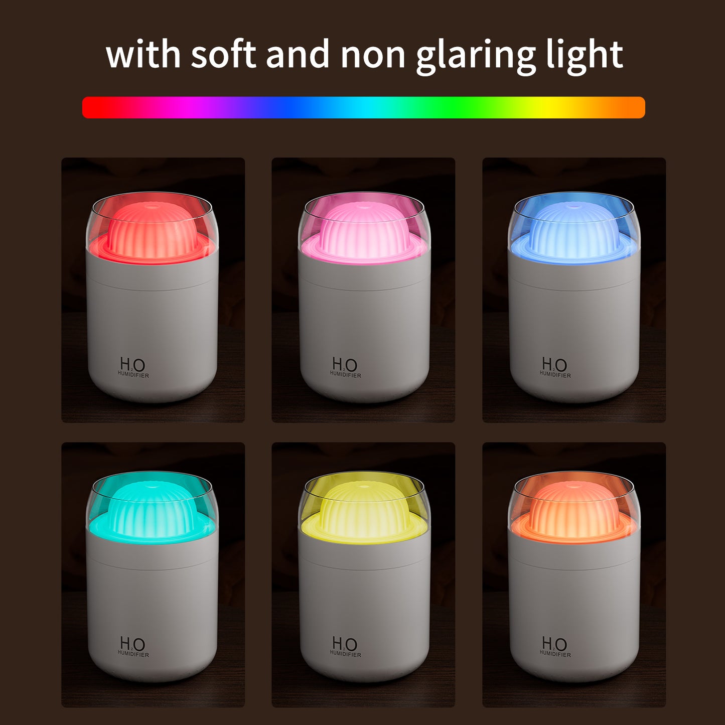 Portable Mini Humidifier, Colorful, Cool Mist, USB Powered. Perfect for Bedroom, Office & Car (500ml, White/Pink)