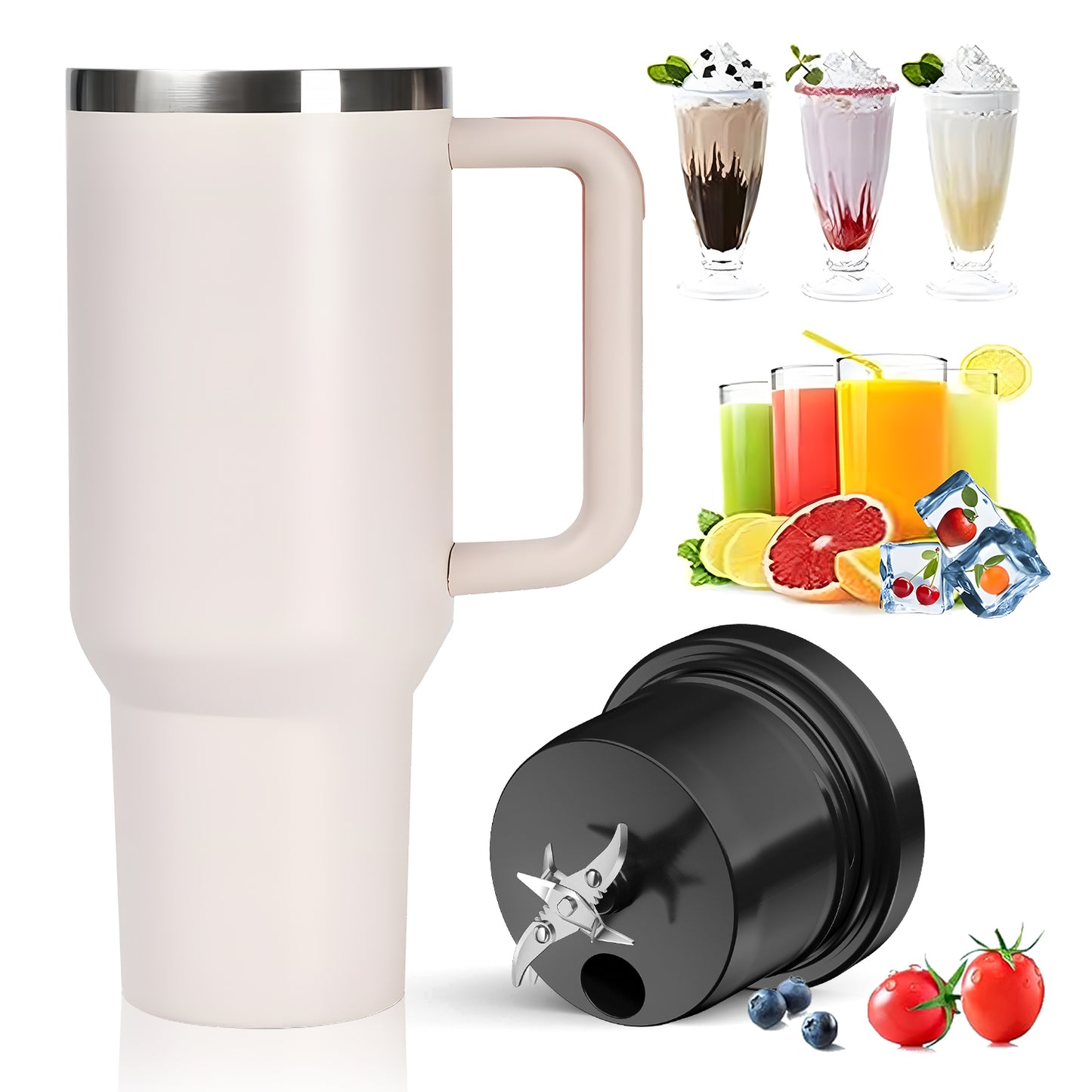 Oriday Portable Blender Bottles, Personal Mini Blender for shakes and smoothies, Cordless, 40oz. Type-C Rechargeable, Leakproof Lid