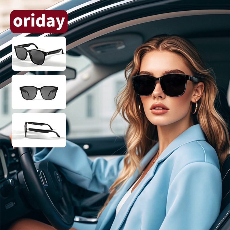 Oriday Smart Glasses, Polarized Lenses, Built-in Mic & Speakers with Bluetooth Connectivity, Touch & Voice Assistant Compatible, 5hr Battery, for Phone Gaming Meeting fishing Traveling Driving