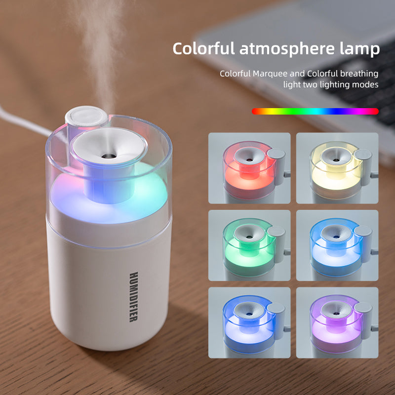 Portable Mini Humidifier, 180ml Small Cool Mist Humidifier, USB Personal Desktop Humidifiers for Baby Bedroom Travel Office Home, Auto Shut-Off, 2 Mist Modes, Super Quiet