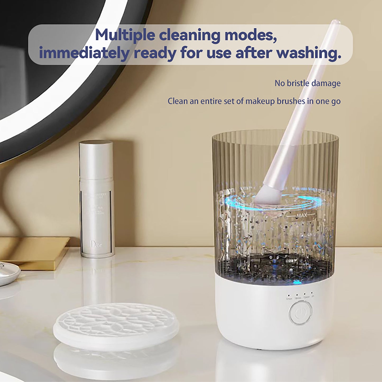 Electric Makeup Brush Cleaner & Dryer – Rechargeable Automatic Cleaning Machine for Deep Clean, Quick Dry, UV Sanitizing, Multi-Use Brush Washer for All Types of Cosmetic Brushes, Ideal for Makeup Artists & Beauty Enthusiasts