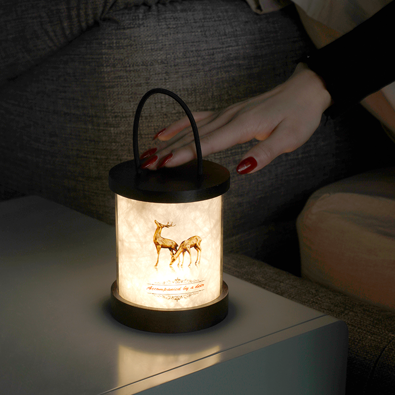 LED Wood Table Lamp Rechargeable with Dimming Eye-Care Lighting, Portable Touch Lamp for Outdoor Camping Living Room Bedroom Bedside Office, Camping Light Portable Tent