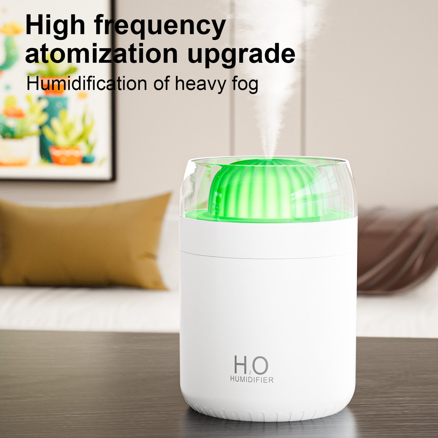 Portable Mini Humidifier, Colorful, Cool Mist, USB Powered. Perfect for Bedroom, Office & Car (500ml, White/Pink)