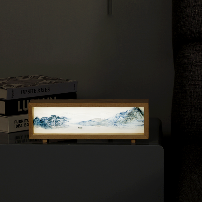 Light painting Night Light, Wooden lightbox, Dimmable Touch Lamp for Bedroom, Portable Table Bedside Lamp, 3 Brightness, Night Lights for Baby Nursery Bathroom