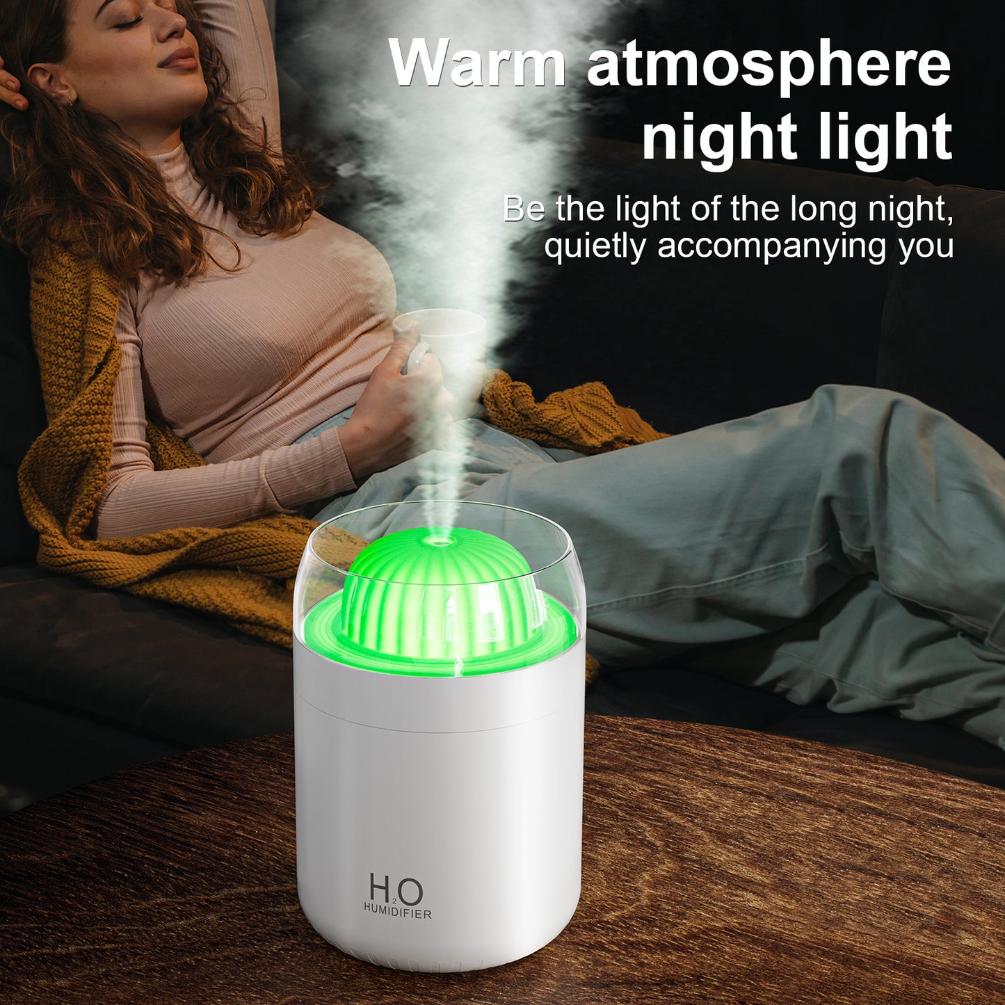 Portable Mini Humidifier, Colorful, Cool Mist, USB Powered. Perfect for Bedroom, Office & Car (500ml, White/Pink)