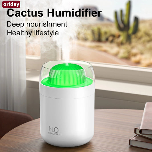 Portable Mini Humidifier, Colorful, Cool Mist, USB Powered. Perfect for Bedroom, Office & Car (500ml, White/Pink)