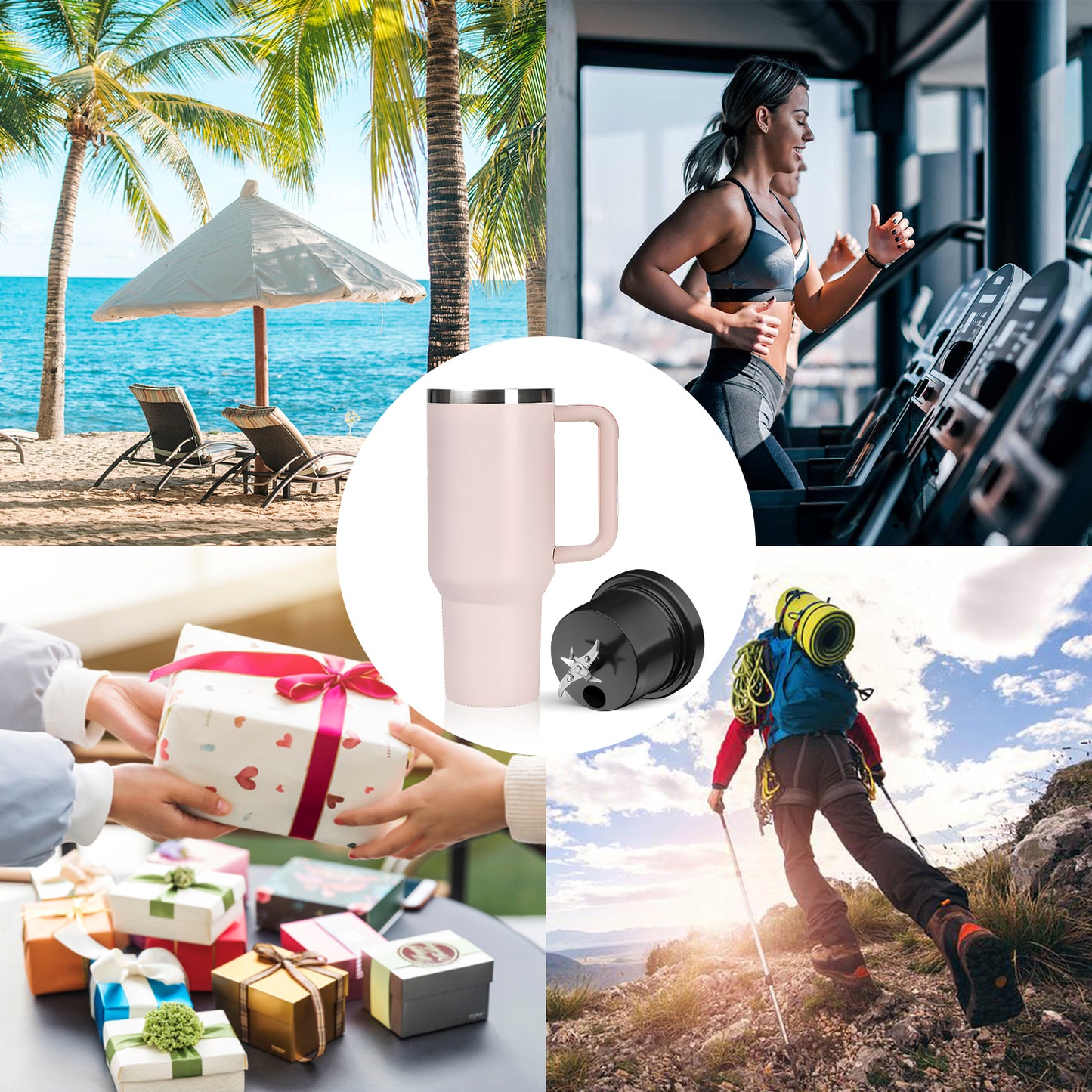 Oriday Portable Blender Bottles, Personal Mini Blender for shakes and smoothies, Cordless, 40oz. Type-C Rechargeable, Leakproof Lid