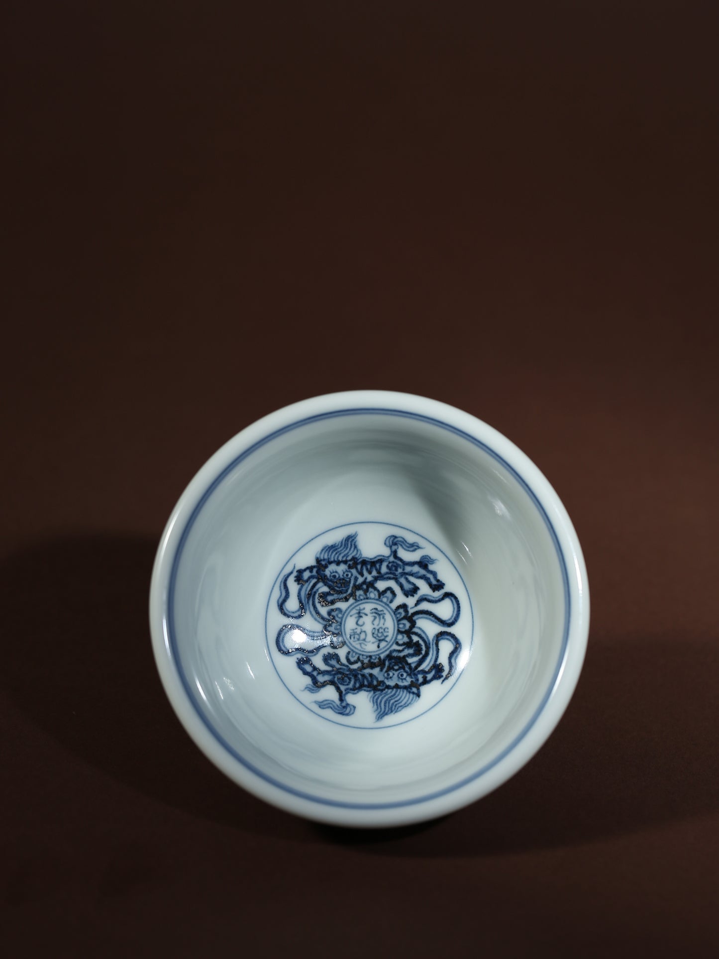 Oriday Blue and White Press Cup, hand drawn antique blue and white porcelain, thickened ceramic, entwined lotus master cup