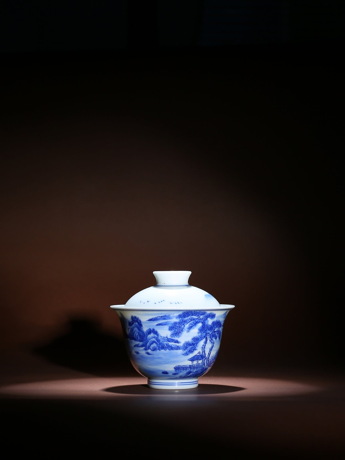 Oriday hand-painted blue and white porcelain landscape bowl, Kung Fu ceramic tea set, rock tea small size, tea master cup, tea cup, small tea set
