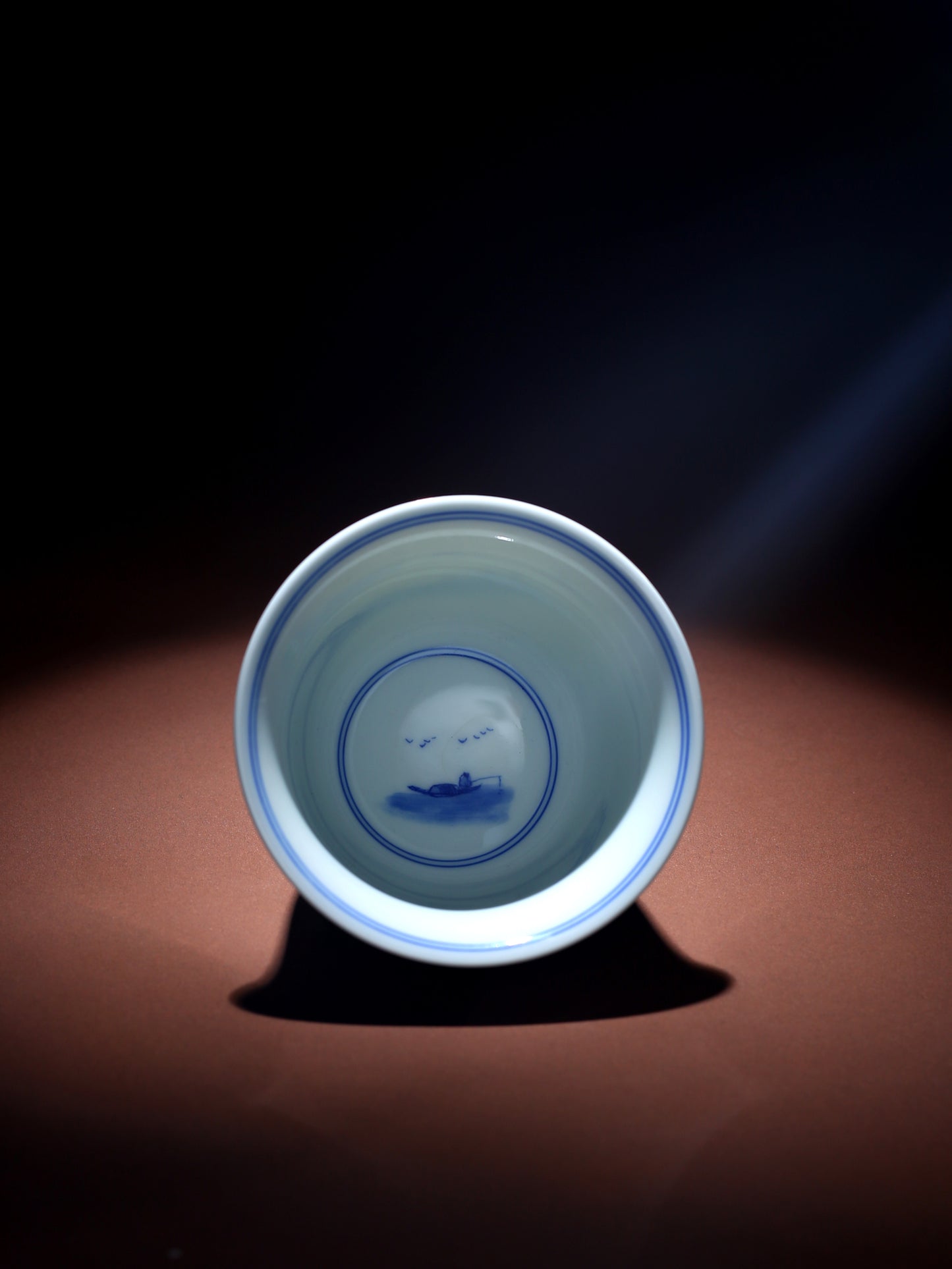 Oriday hand-painted blue and white porcelain landscape bowl, Kung Fu ceramic tea set, rock tea small size, tea master cup, tea cup, small tea set