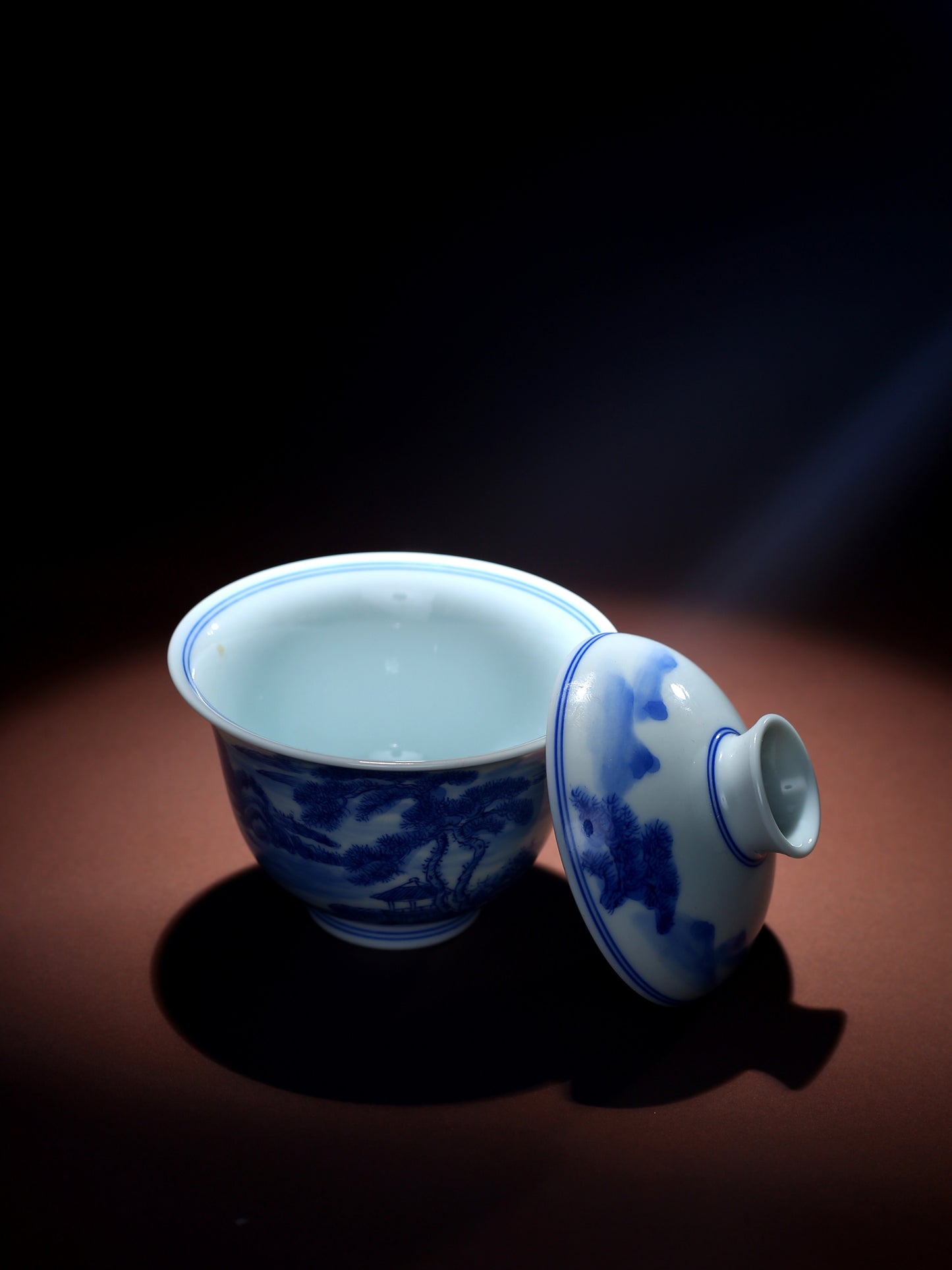 Oriday hand-painted blue and white porcelain landscape bowl, Kung Fu ceramic tea set, rock tea small size, tea master cup, tea cup, small tea set