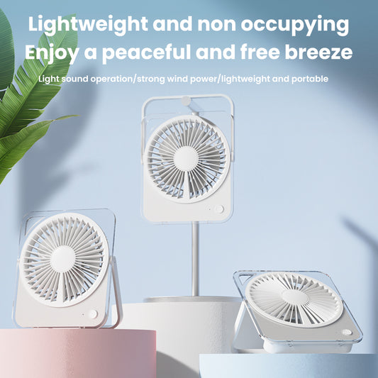 Transparent small fan desktop small portable refrigeration cycle fan with long battery life for home use, quiet bedroom, office desk, student class, dormitory, bedside charging and plugging dual-use