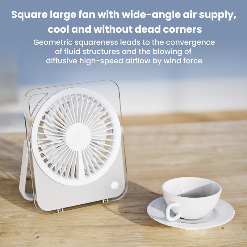 Transparent small fan desktop small portable refrigeration cycle fan with long battery life for home use, quiet bedroom, office desk, student class, dormitory, bedside charging and plugging dual-use