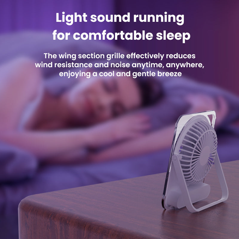 Transparent small fan desktop small portable refrigeration cycle fan with long battery life for home use, quiet bedroom, office desk, student class, dormitory, bedside charging and plugging dual-use