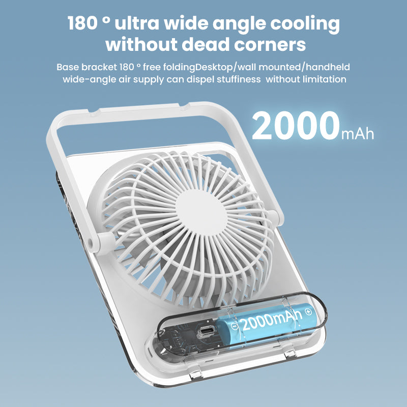 Transparent small fan desktop small portable refrigeration cycle fan with long battery life for home use, quiet bedroom, office desk, student class, dormitory, bedside charging and plugging dual-use