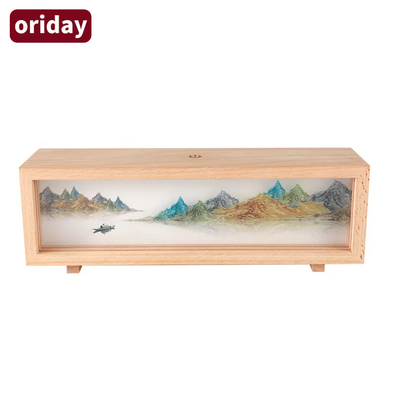Light painting Night Light, Wooden lightbox, Dimmable Touch Lamp for Bedroom, Portable Table Bedside Lamp, 3 Brightness, Night Lights for Baby Nursery Bathroom
