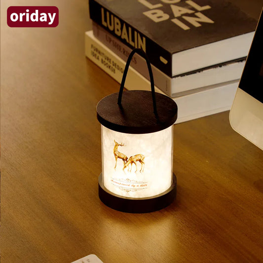 LED Wood Table Lamp Rechargeable with Dimming Eye-Care Lighting, Portable Touch Lamp for Outdoor Camping Living Room Bedroom Bedside Office, Camping Light Portable Tent
