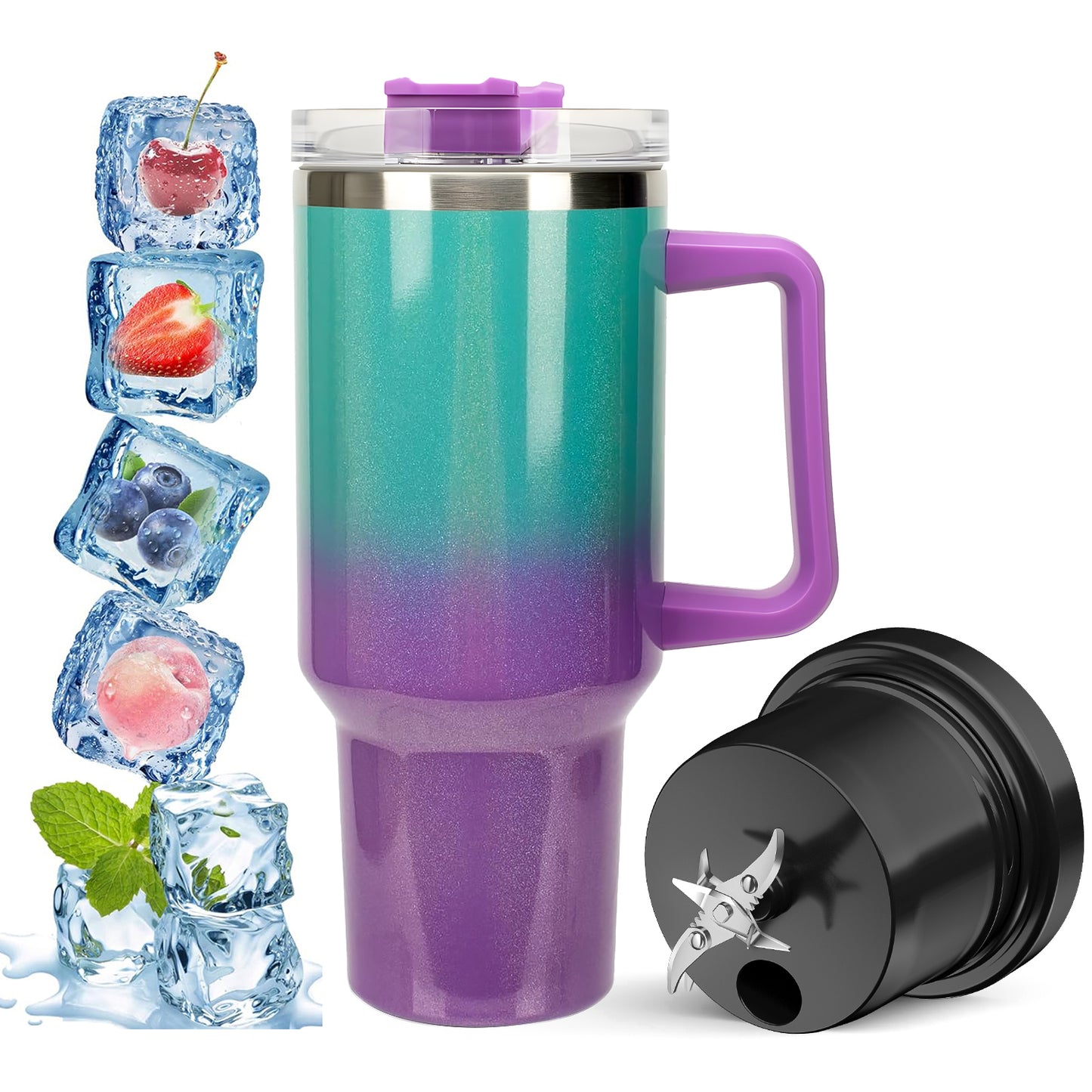 Oriday Portable Blender Bottles, Personal Mini Blender for shakes and smoothies, Cordless, 40oz. Type-C Rechargeable, Leakproof Lid