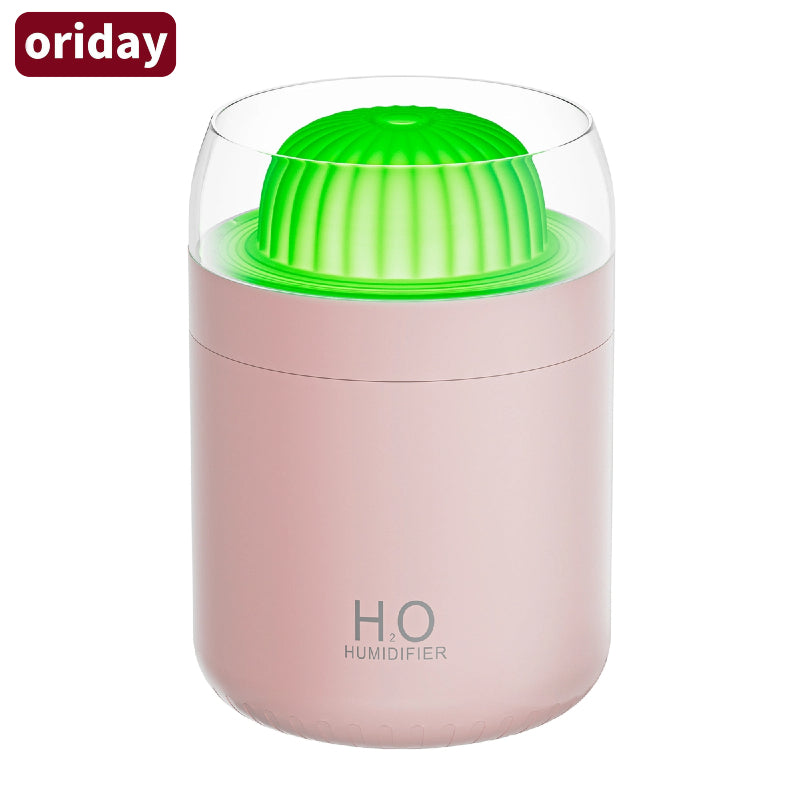 Portable Mini Humidifier, Colorful, Cool Mist, USB Powered. Perfect for Bedroom, Office & Car (500ml, White/Pink)